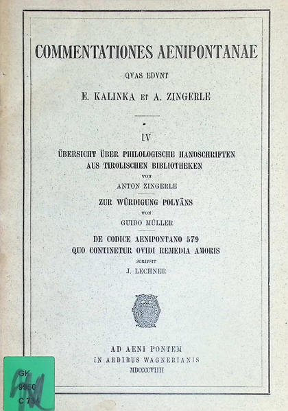 Anton Zingerle, Guido Müller, J. Lechner