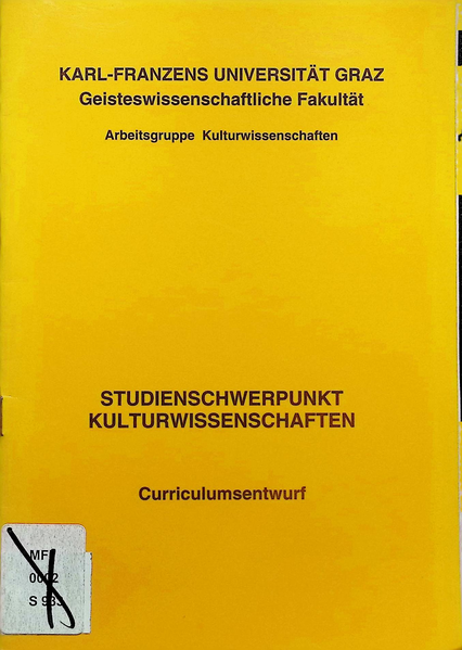 Arbeitsgruppe Kulturwissenschaften, Geisteswissenschaftliche Fakultät, Universität Graz